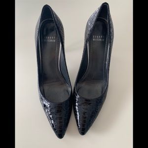 Stuart Weitzman Leather Croc Print Heels